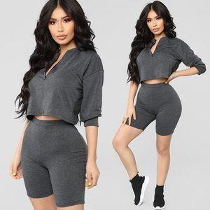 Chicago Short Set- Charcoal Biker Shorts Set NWT